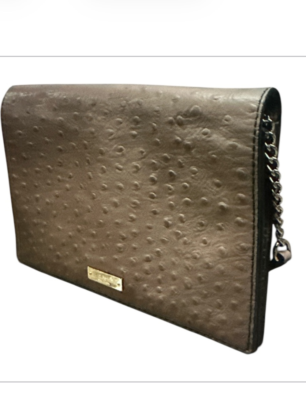 Kate Spade Taupe Ostrich Shoulder Bag